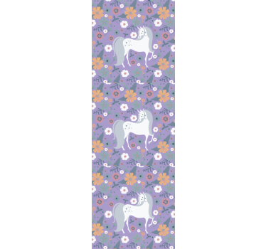 Papel tapiz animales patrón floral unicornio - TenVinilo