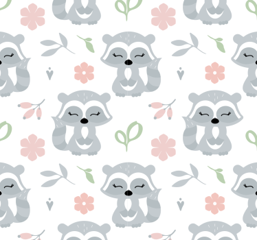 Papel tapiz animales lindos mapaches - TenVinilo