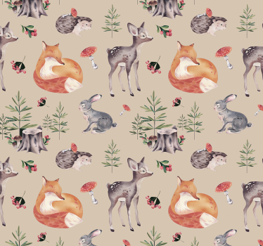 Papel tapiz animales patrón de bosque para niños - TenVinilo