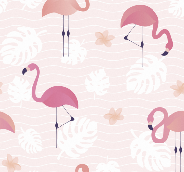 Papel pintado animales Grupo de flamencos - TenVinilo