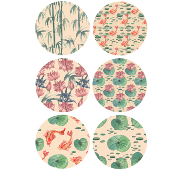 Papel pared con estampado circular verde - TenVinilo