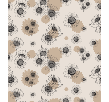 Papel para pared color marrón de flores vintage - TenVinilo