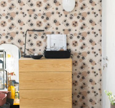 Papel para pared color marrón de flores vintage - TenVinilo