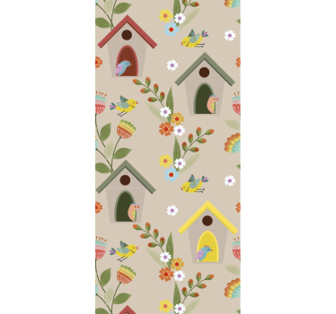 papel pared infantil Casas de aves - TenVinilo