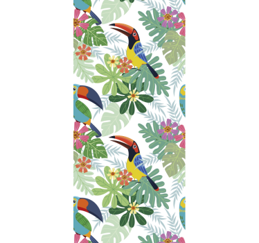 Papel tapiz loros motivo floral de loros - TenVinilo