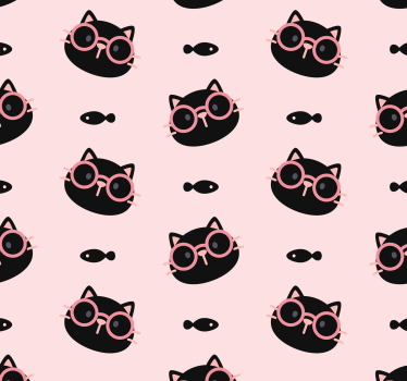 Papel tapiz gatos patrón de gafas de gato - TenVinilo
