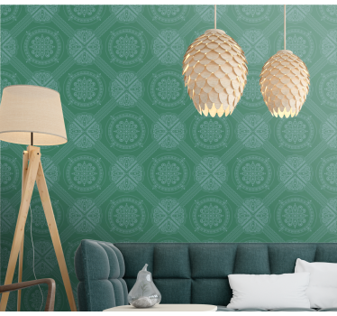 Papel azulejos Adorno de paisley verde - TenVinilo