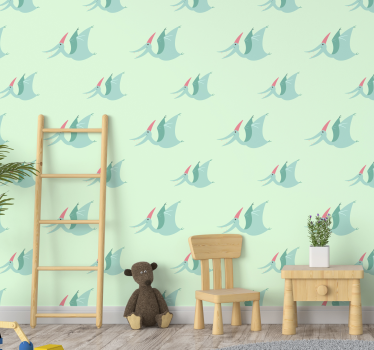 Papel tapiz dinosaurios pterodáctilos felices - TenVinilo