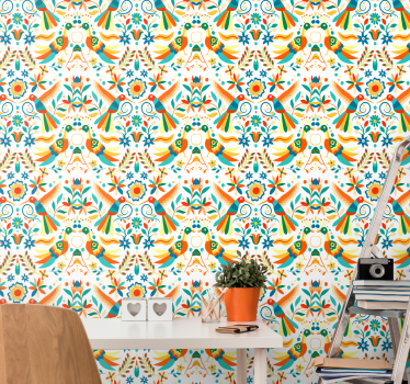 Papel floral Animales de flores mexicanas - TenVinilo