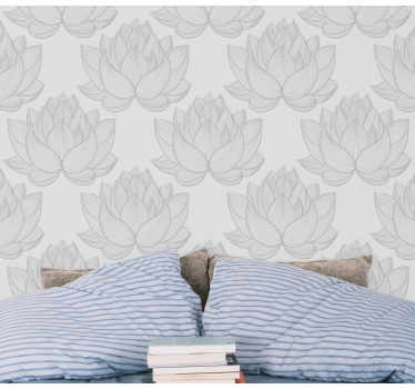 Papel floral Loto gris - TenVinilo