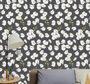 Papel floral Orquídeas blancas - TenVinilo
