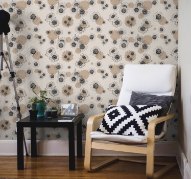 Papel para pared color marrón de flores vintage - TenVinilo