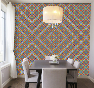 Papel para pared ornamental colorido estilo oriental - TenVinilo