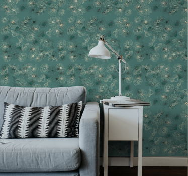 Papel para pared ornamental flores dibujadas - TenVinilo