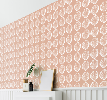 Papel pared animales patrón conchas beige - TenVinilo