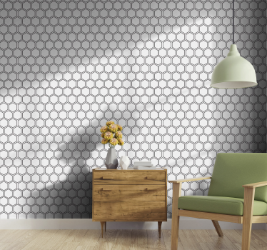 Papel pared azulejos hexagonales clásicos - TenVinilo