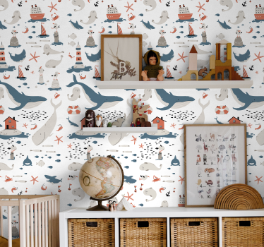 Papel pared infantil bajo el mar - TenVinilo