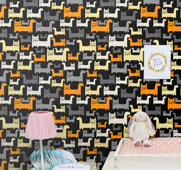 Papel pared infantil de gatos grises - TenVinilo