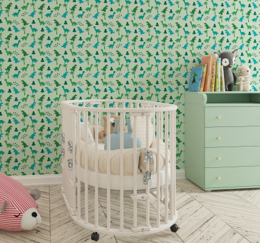 papel pared infantil Dinosaurios verdes - TenVinilo
