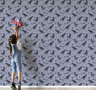 papel pared infantil Dinosaurios y niños - TenVinilo