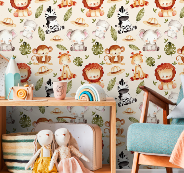 Papel pared infantil Safari beige - TenVinilo