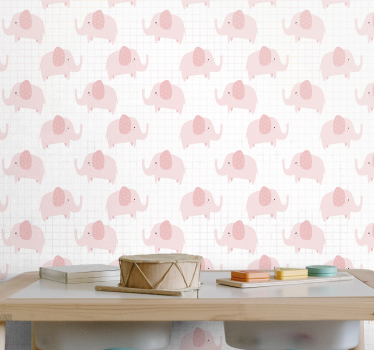 Papel pintado de animales elefantes rosas - TenVinilo
