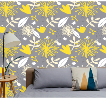 Papel pintado de flores Pantone vintage floral - TenVinilo