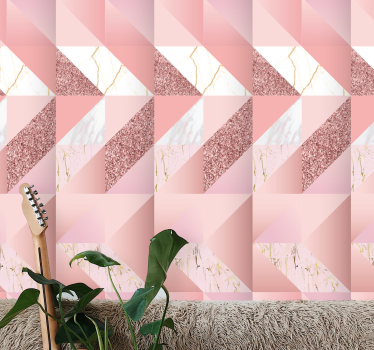 Papel pintado imitación marmol Mármol rosa dorado - TenVinilo