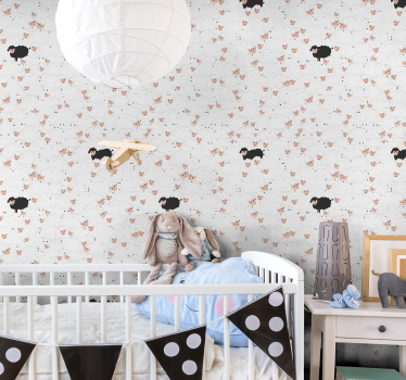 Papel para pared infantil ovejas estampadas  - TenVinilo