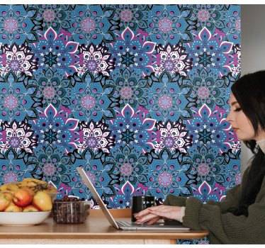Papel pintado vintage Mandala de plumas en capas - TenVinilo