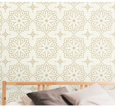 Papel pintado vintage Patrón de mandala crema - TenVinilo