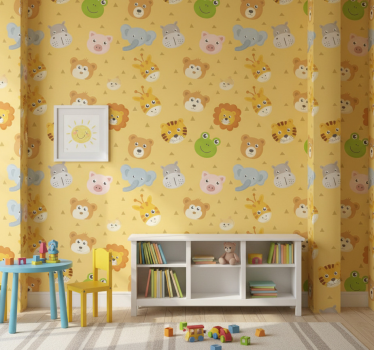 Papel tapiz animales Área de juego colorida - TenVinilo