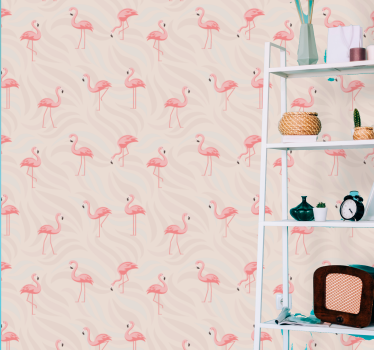 Papel tapiz animales conjunto de flamencos - TenVinilo