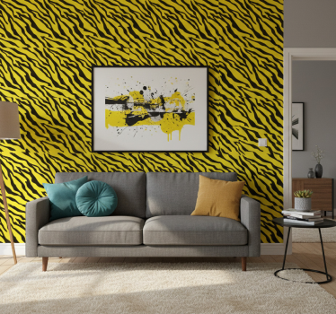 Papel tapiz animales diseño cebra amarilla - TenVinilo