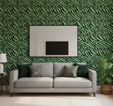 Papel tapiz animales diseño cebra verde - TenVinilo