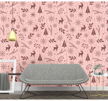 Papel tapiz animales escena del bosque de renos - TenVinilo