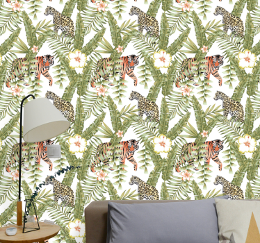 Papel tapiz animales fauna de la selva tropical - TenVinilo