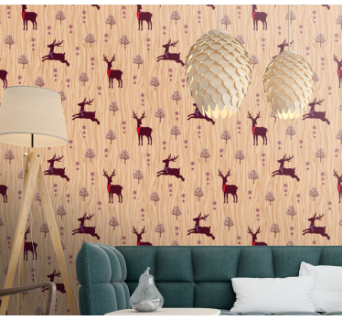 Papel tapiz animales fauna del bosque rústico - TenVinilo