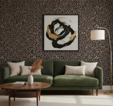 Papel tapiz animales fondo gris con manchas de leopardo - TenVinilo