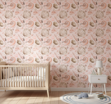Papel tapiz animales pastel con conchas marinas - TenVinilo