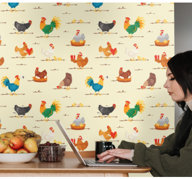 Papel tapiz animales pollos en abundancia - TenVinilo
