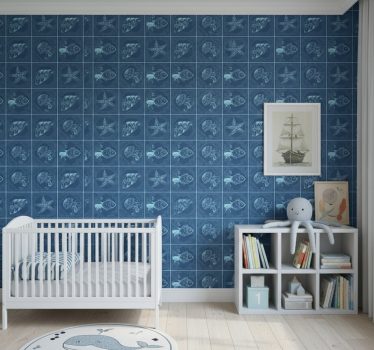 Papel tapiz animales vida marina ornamental - TenVinilo