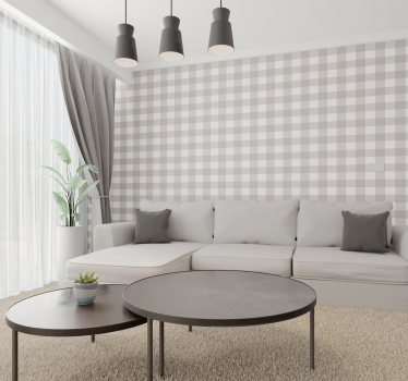 Papel tapiz cuadrados patrón beige y blanco - TenVinilo