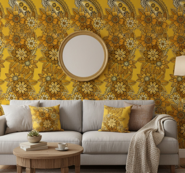Papel tapiz floral estilo paisley indio - TenVinilo