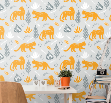 Papel tapiz gatos decoración con motivo felino - TenVinilo