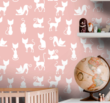 Papel tapiz gatos silueta felina - TenVinilo