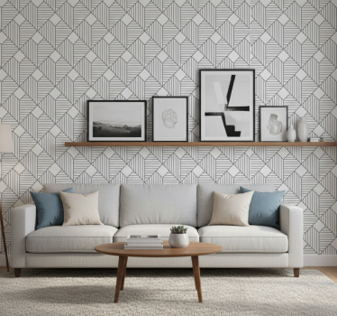 Papel tapiz geométrico estilo gris con patrón - TenVinilo